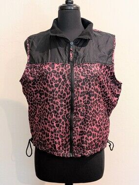 Silk Ncounter Hot Pink Black Leopard Print Silk Soft Reversible Women's Vest SzL